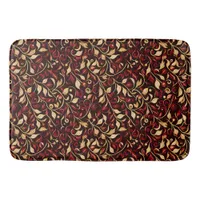 Gold, Black and Burgundy Festive Foliage Bath Mat