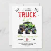 Modern Kids Monster Truck Birthday Party Invitation