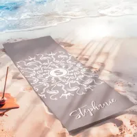 Flamingo Pearl Mandala Monogram Lavender Beachy Yoga Mat