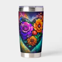 Flower Filled Heart Valentine's Day Insulated Tumbler