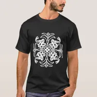 Black and White Tribal Rattlesnake Mandala   T-Shirt