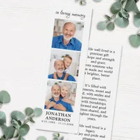 Modern Memorial 3 Picture Funeral Prayer Bookmark