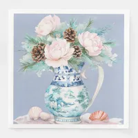 Chinoiserie Jug with Pinecones and Seashells  Paper Dinner Napkins