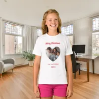 Christmas family photo heart name girl T-Shirt