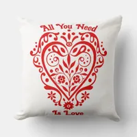 Red Fancy Heart Personalized Design 20in Throw Pillow