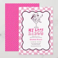 My Last Disco Retro Pink Martini Bachelorette Invitation