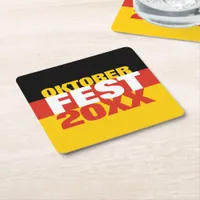 Oktoberfest Octoberfest German Flag Square Paper Coaster