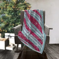 Christmas Diagonal Stripes Blue ID440 Fleece Blanket