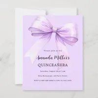 Lavender bow elegant Quinceanera invitation