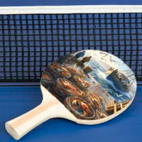 Twilight Harvest Fishermen Collecting Crabs Ping Pong Paddle
