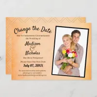 Change the Date Add Photo Wedding Orange Parchment Save The Date