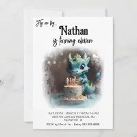 *~* PHOTO happy AP88  Baby Dragon Birthday Party Invitation