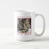 World's Best Cat Mom Pet Photo Pink Paw Prints Coffee Mug
