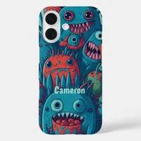 Cute happy smiling monsters iPhone 16 case