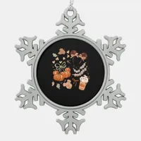 Tis The Season Pumpkin Season, Fall Harvest Autumn Snowflake Pewter Christmas Ornament