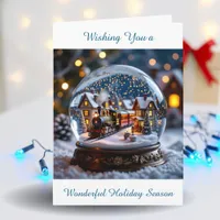 Snow globe Vintage Train | Happy Holidays Holiday Card