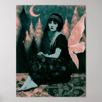 Gorgeous Vintage Fairy With Pink Wings Poster
