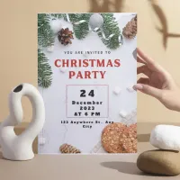 Green Beige Red Christmas Party Invitation