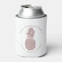 Trendy Pink Glitter Pineapple Bachelorette Party Can Cooler