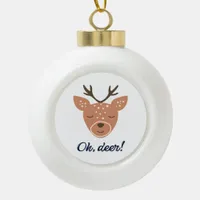 Oh Deer Deer Love Save The Deer Creative Design Ceramic Ball Christmas Ornament