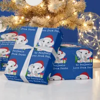 Cute Elephant Child Name Love From Santa Christmas Wrapping Paper