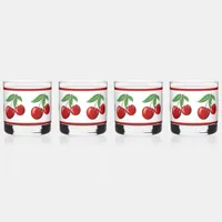 Red Cherries Pattern  Whiskey Glass