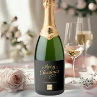 Christmas black gold business logo sparkling wine label