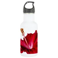 Red Hibiscus Flower Side View Stainless Steel Water Bottle