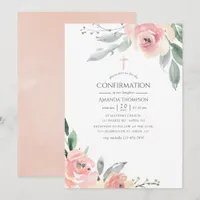 Pastel Blush Pink Floral Confirmation Invitation