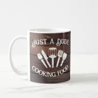 Rustic Funny Cooking Gift Men-'Dude Cooking Food'  Coffee Mug