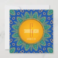 Eastern Sun Royal Blue Teal Monogram Invitation