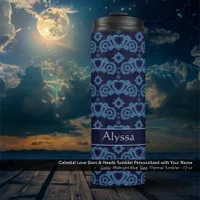 Celestial Love Stars Hearts Dark Blue Thermal Tumbler