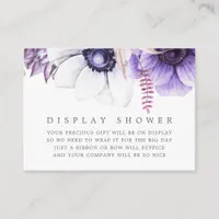 Dusty Violet Watercolor Floral Baby Display Shower Enclosure Card