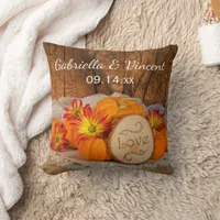 Rustic Pumpkins Fall Wedding Throw Pillow