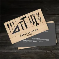 Modern Rustic Wood Grain Pegboard Handyman Tools Business Card