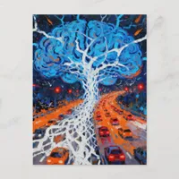 Traffic Jam in The Brain Surreal Postcard