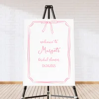 Hand Drawn Bow Coquette Cute Pink Welcome Sign 