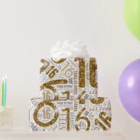 Sweet Sixteen Sparkle Word Cloud Gold White ID265 Wrapping Paper