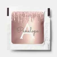 Rose Gold Glam Glitter Dripping Monogram Hand Sanitizer Packet