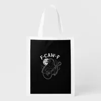 F Caw F Funny Crow Guitar Halloween Vintage Style Grocery Bag