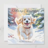 Yorkshire Terrier Dog Yorkie In Snow Christmas Holiday Card