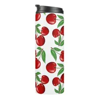 Red Cherries All Over Pattern Custom Thermal Tumbler