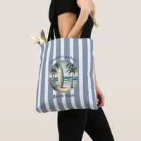 Retro Beach Club Birthday Striped Custom Party Tote Bag
