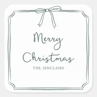 Personalized Minimalist Bow Design Christmas Party Square Sticker