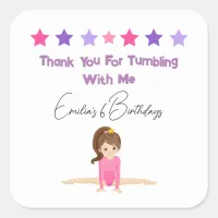 Gymnastic Birthday Cute Thank You Stickers