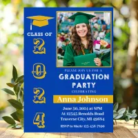 Class of 2024 Blue Yellow Graduation Invitation