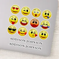 Expressive Emoji Face 12 Collection Custom Name 8" Sticker