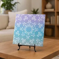 Iridescent Pastel Purple Teal Ombre Mandala Art Ceramic Tile