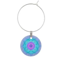 Lotus Bloom Turquoise Mandala Wine Glass Charm