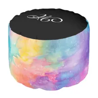 *~*  Initial MONOGRAM Abstract Rainbow Colorful Pouf